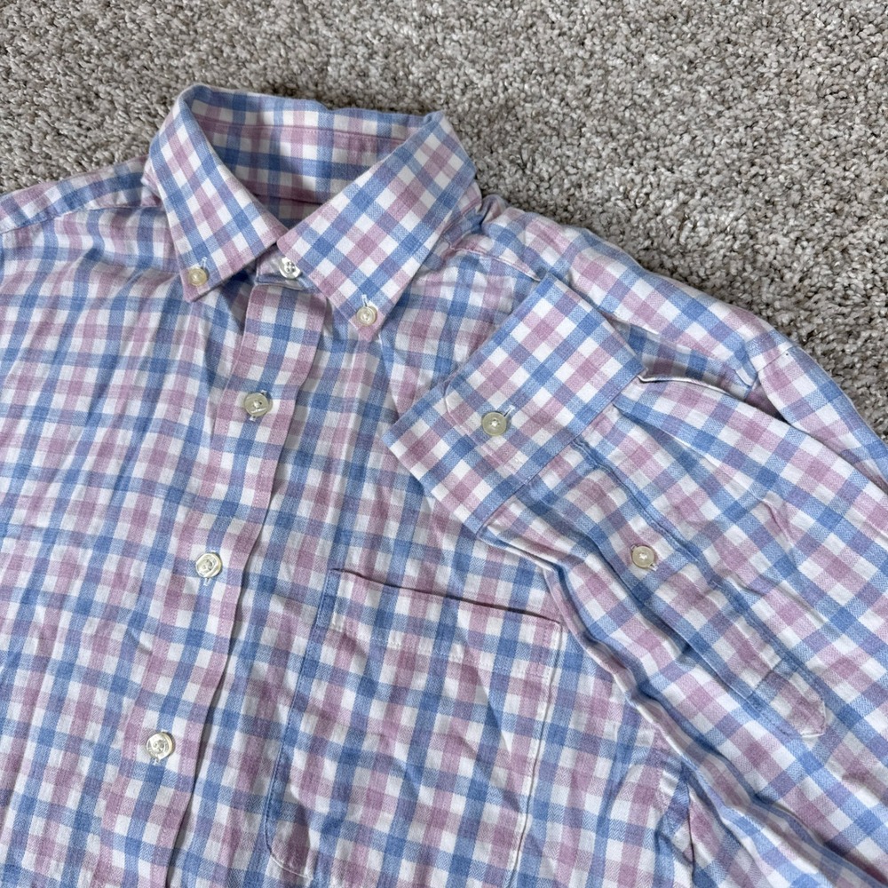 Vineyard Vines Shirt Mens Medium Blue Purple Gingham Plaid Murray Button Down